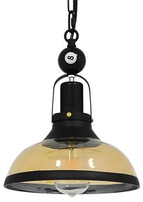 BILLIARD 00971 Vintage Industrial Κρεμαστό Φωτιστικό Οροφής Μονόφωτο Mαύρο Μεταλλικό Καμπάνα Φ25 x Υ29cm