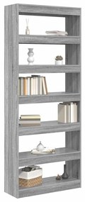 vidaXL Βιβλιοθήκη Άλλο Γκρι sonoma 80 x 30 x 198 εκ Επεξεργασμένο ξύλο