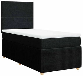 vidaXL Κρεβάτι Boxspring με Στρώμα Μαύρο 80 x 200 εκ. Υφασμάτινο