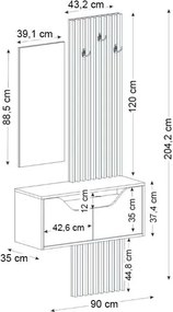 Έπιπλο εισόδου Naro Megapap χρώμα λευκό - sepet oak 90x35x204,2εκ.