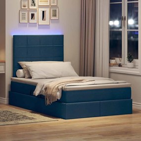 vidaXL LED Κρεβάτι αποθήκευσης με στρώμα Μπλε 120 x 200 cm Ύφασμα