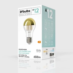 LED Filament Λαμπτήρας A12 Κλασικό Σχήμα A60 Χρυσό Καθρέπτου 7W 650Lm E27 2700K Dimmable