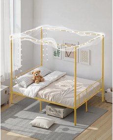 VEVOR Full Size Canopy Bed Frame Metal Canopy Bed with Headboard &amp; Four Posters