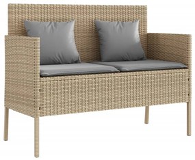 vidaXL Πάγκος Κήπου Μπεζ από Συνθετικό Ρατάν με Μαξιλάρια
