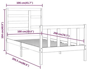 Σκελετός Κρεβατιού Χωρίς Στρώμα Λευκό 100x200 εκ. Μασίφ Πεύκο - Λευκό