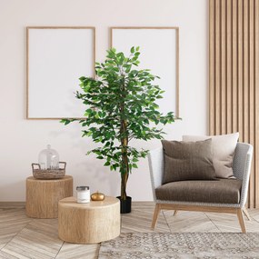 Τεχνητό δέντρο Ficus, ρεαλιστικό, ύψος 150 cm, με γλάστρα, Πράσινο