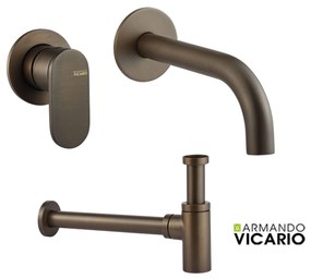 Armando Vicario SLIM Μπαταρία νιπτήρος θερμομικτική &amp; Σιφών Tuscany Brass