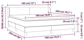 vidaXL Κρεβάτι Boxspring με Στρώμα Σκούρο Καφέ 180x200 εκ Υφασμάτινο