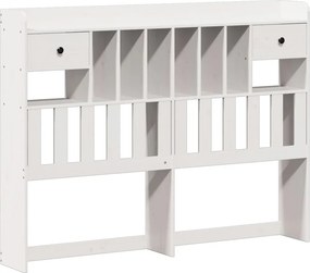vidaXL Κρεβάτι Βιβλιοθήκη Χωρίς Στρώμα Λευκό 135x190 εκ Μασίφ Πεύκο