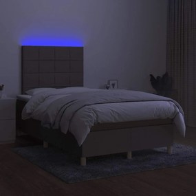 vidaXL Κρεβάτι Boxspring με Στρώμα &amp; LED Taupe 120x190 εκ. Υφασμάτινο