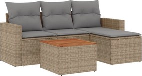 vidaXL Patio Sofa Set 4-θέσια Μίξη μπεζ και ανοιχτό γκρι