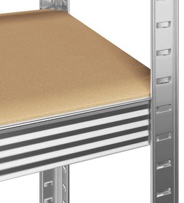 Ράφια αποθήκευσης 4 στρώσεων 2 τμχ Ασημί χάλυβας &amp; Τεχνικό ξύλο - Ασήμι