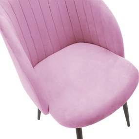 Πολυθρόνα Oasis pakoworld βελούδο ροζ-πόδι μαύρο μέταλλο 54x52x84εκ | Συσκευασία 2 τμχ