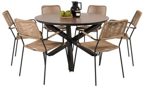 Σετ Τραπέζι και καρέκλες Dallas 3607, HPL, Μέταλλο, Σχοινί | Epipla1.gr
