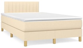 VidaXL Κρεβάτι Boxspring με Στρώμα & LED Κρεμ 120x190 εκ. Υφασμάτινο