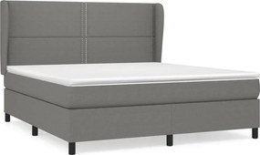 vidaXL Κρεβάτι Boxspring με Στρώμα Σκούρο Γκρι 180x200 εκ Υφασμάτιν