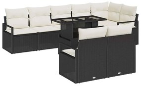 vidaXL Σετ Καναπέ Κήπου 9 pcs Μαύρο και κρεμ 100 x 55 x 73 εκ