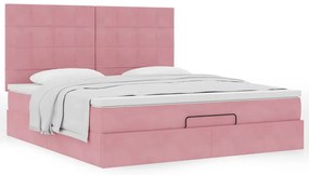 vidaXL Οθωμανικό κρεβάτι με στρώματα ροζ 180x200cm Velvet