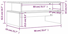 Τραπεζάκι Σαλονιού Sonoma Δρυς 90x55x42,5 εκ Επεξεργασμένο Ξύλο - Καφέ