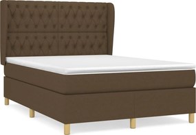 vidaXL Κρεβάτι Boxspring με Στρώμα Σκούρο Καφέ 140x200 εκ Υφασμάτινο