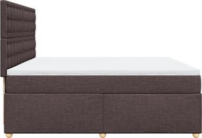 vidaXL Κρεβάτι Boxspring με Στρώμα Σκούρο Καφέ 200x200 εκ. Υφασμάτινο