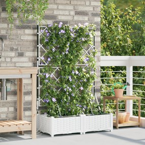 vidaXL Ζαρντινιέρες κήπου Καφασωτό Λευκό 80 x 40 x 126 cm Πλαστικό