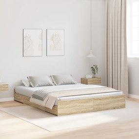 vidaXL Κρεβάτι με αποθηκευτικό χώρο Sonoma Δρυς 160 x 200 cm