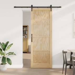 vidaXL Συρόμενη Πόρτα με Εξαρτήματα 83x232 εκ. Μασίφ Ξύλο Πεύκου