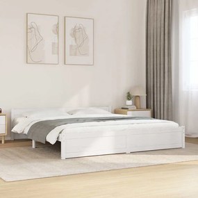 vidaXL Πλαίσιο Κρεβατιού Λευκό 180 x 200 εκ. Μασίφ Ξύλο Super King