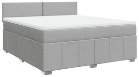 Κρεβάτι Boxspring με Στρώμα Ανοιχτό Γκρι 180x200 εκ. Υφασμάτινο - Γκρι