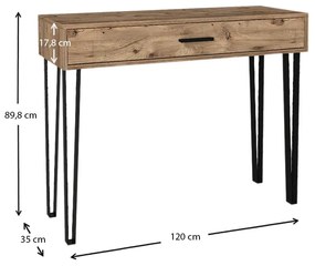 Κονσόλα μελαμίνης Rochel Megapap χρώμα atlantic pine 120x35x89,8εκ.