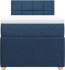 vidaXL Κρεβάτι Boxspring με Στρώμα Μπλε 90x200 εκ.Υφασμάτινο
