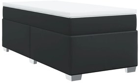 vidaXL Κρεβάτι Boxspring με Στρώμα Μαύρο 80 x 200 εκ. Συνθετικό Δέρμα