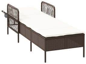 vidaXL Ξαπλώστρα Ήλιου Καφέ και Κρεμ PE Ρατάν 157 x 55 x 92 εκ