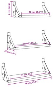 Ράφια Τοίχου Σετ 3 Τεμαχίων Καφέ Δρυς Επεξεργασμένο Ξύλο - Καφέ