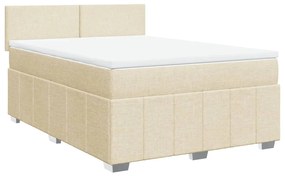 vidaXL Κρεβάτι Boxspring με Στρώμα Κρεμ 160x200 εκ. Υφασμάτινο