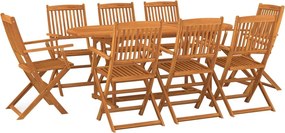 vidaXL Σετ Τραπεζαρίας Κήπου 9 Τεμαχίων 180x90x75 εκ. Μασίφ Ακακία