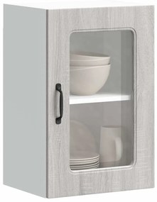 Ντουλάπι Κουζίνας με Γυάλινη Πόρτα "Kalmar" Γκρι Ξύλο Sonoma Μηχανικής Επεξεργασίας