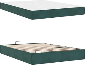 vidaXL Σκελετός κρεβατιού με στρώμα 2 pcs Πράσινο Βελούδο