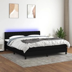 ΚΡΕΒΑΤΙ BOXSPRING ΜΕ ΣΤΡΩΜΑ &amp; LED ΜΑΥΡΟ 160X200 ΕΚ. ΥΦΑΣΜΑΤΙΝΟ 3133407