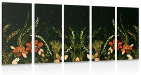 Εικόνες 5 μερών με floral στολίδι - 100x50
