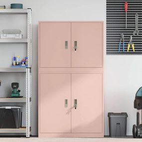 vidaXL Ντουλάπι αποθήκευσης 2 τμχ. Ροζ 90 x 40 x 160 εκ Ατσάλι