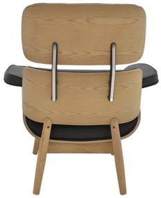 Πολυθρόνα relax Mirto pakoworld μασίφ ξύλο καρυδί -PU μαύρο 80x80x96.5εκ