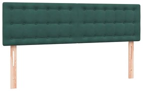 vidaXL Κρεβάτι Boxspring με Στρώμα Σκούρο Πράσινο 140x210εκ. Βελούδινο