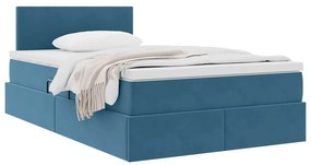 vidaXL Κρεβάτι Αποθήκης με στρώμα Σκούρο Μπλε 120 x 200 cm Βελούδο