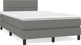 vidaXL Κρεβάτι Boxspring με Στρώμα Σκούρο Γκρι 120x190 εκ Υφασμάτινο