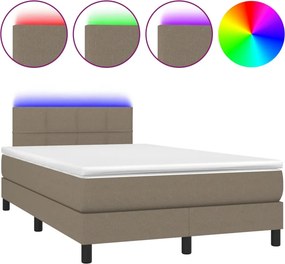 vidaXL Κρεβάτι Boxspring με Στρώμα &amp; LED Taupe 120x190 εκ. Υφασμάτινο