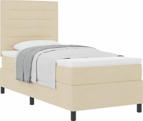 vidaXL Κρεβάτι με ελατήρια με στρώμα Κρεμ 100 x 200 cm ύφασμα