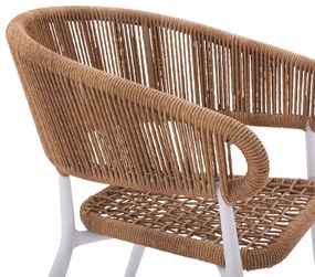 ΠΟΛΥΘΡΟΝΑ ΑΛΟΥΜΙΝΙΟΥ ΛΕΥΚΗ ΜΕ WICKER ΜΠΕΖ HM5783.02 56x60x78 εκ. - Πολυπροπυλένιο - HM5783.02