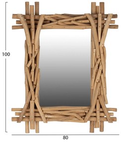 Καθρέπτης Από Μασίφ Ξύλο Teak Φυσικό 100x80y Εκ.